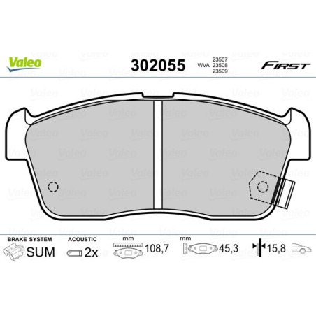 VALEO 302055 Klocki hamulcowe Przód dla