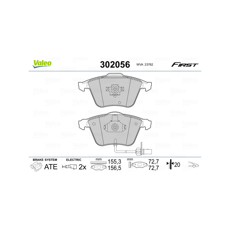 VALEO 302056 Pastiglie freno Anteriore per