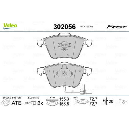VALEO 302056 Pastillas de freno Delantero para