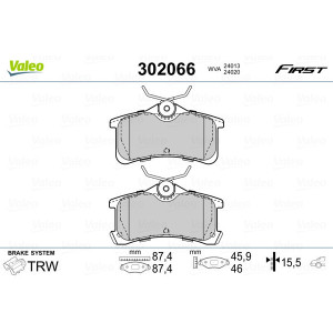 VALEO 302066 Brzdové platničky Zadné pre