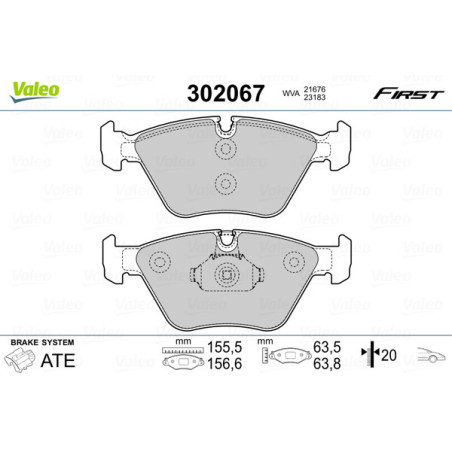VALEO 302067 Klocki hamulcowe Przód dla