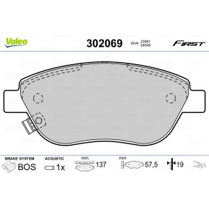 VALEO 302069 Pastillas de freno Delantero para