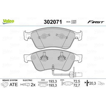 VALEO 302071 Klocki hamulcowe Przód dla