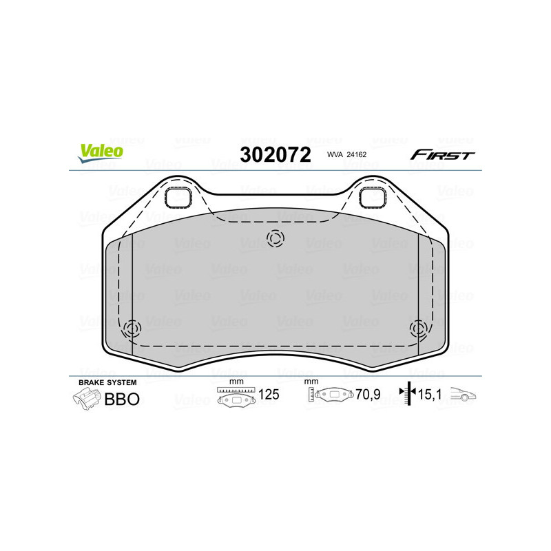 VALEO 302072 Klocki hamulcowe Przód dla