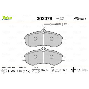 VALEO 302078 Brzdové platničky Predné pre