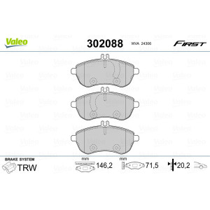 VALEO 302088 Brzdové platničky Predné pre