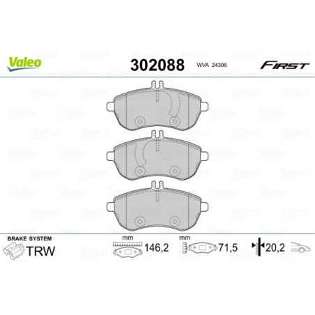 VALEO 302088 Klocki hamulcowe Przód dla