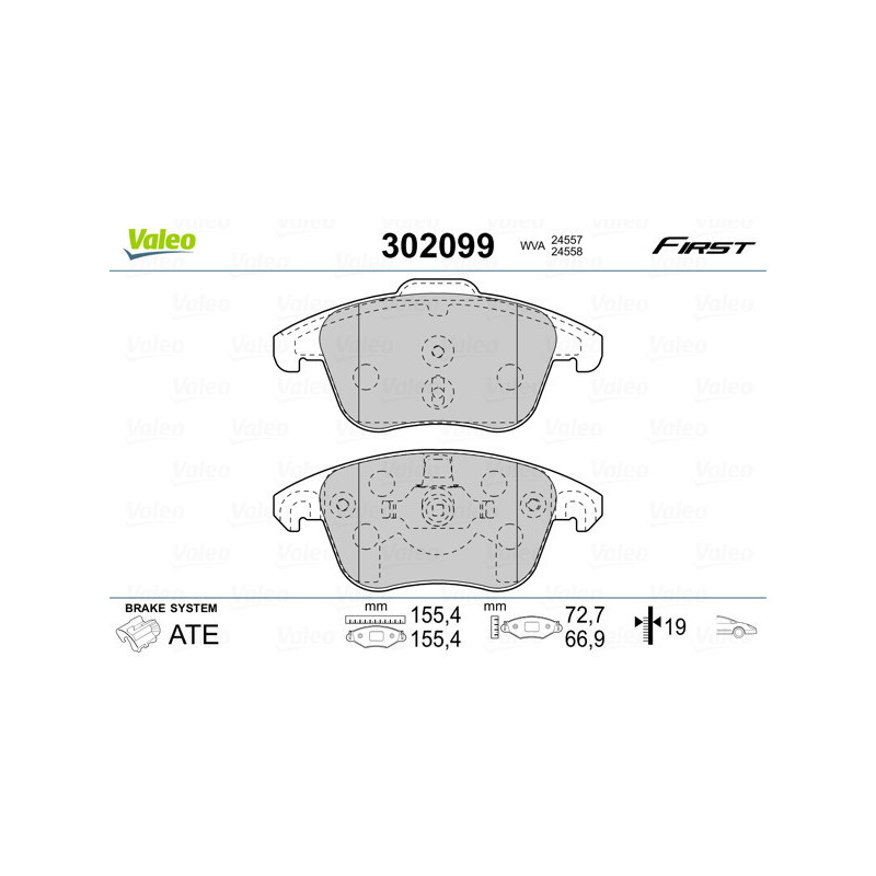 VALEO 302099 Klocki hamulcowe Przód dla