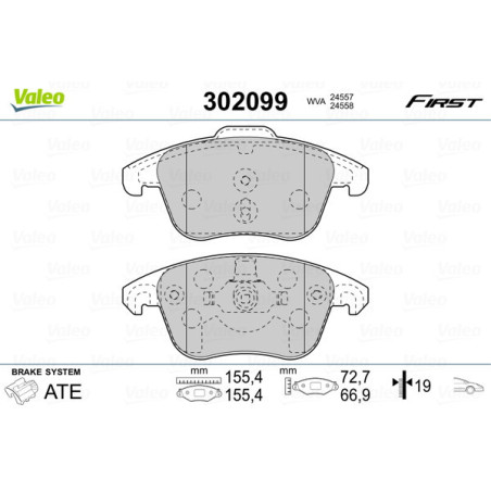 VALEO 302099 Klocki hamulcowe Przód dla