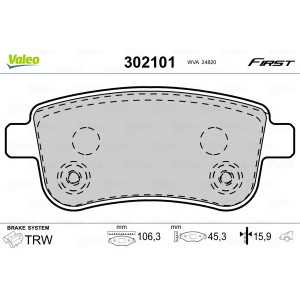 VALEO 302101 Klocki hamulcowe Tył dla