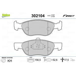 VALEO 302104 Brzdové platničky Predné pre