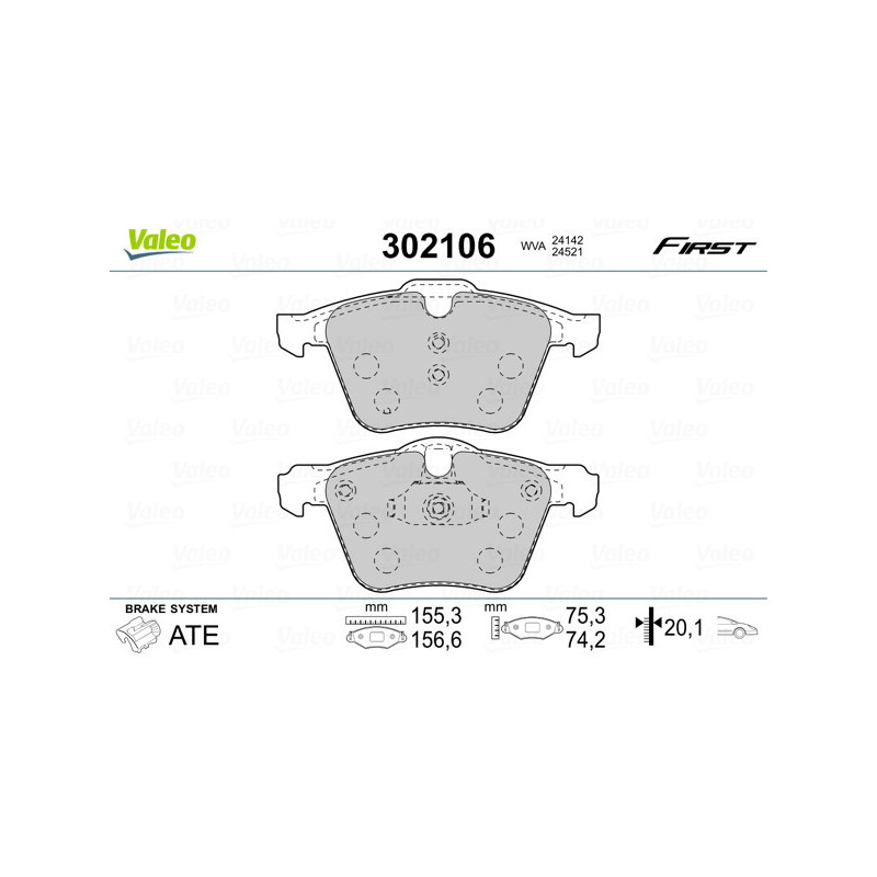 VALEO 302106 Plaquettes de frein Avant pour