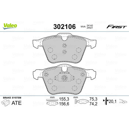 VALEO 302106 Pastiglie freno Anteriore per