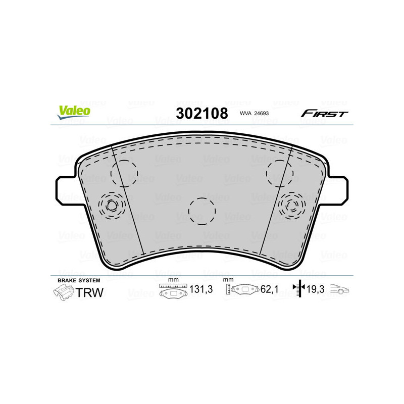 VALEO 302108 Brzdové platničky Predné pre