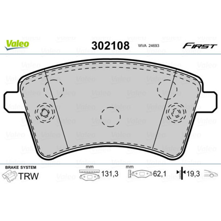 VALEO 302108 Brzdové destičky Přední pro