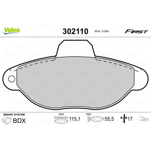 VALEO 302110 Brzdové platničky Predné pre