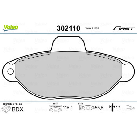 VALEO 302110 Bremsbeläge Vorne für