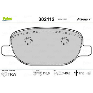 VALEO 302112 Pastillas de freno Trasero para