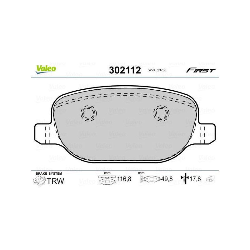 VALEO 302112 Klocki hamulcowe Tył dla