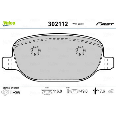 VALEO 302112 Brzdové platničky Zadné pre