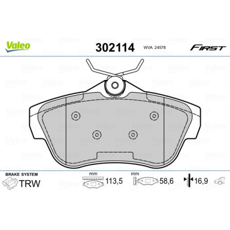 VALEO 302114 Klocki hamulcowe Tył dla