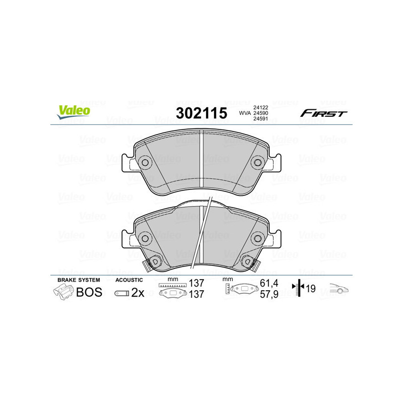 VALEO 302115 Plaquettes de frein Avant pour