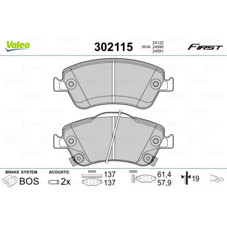 VALEO 302115 Klocki hamulcowe Przód dla