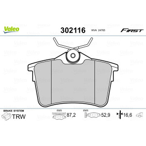 VALEO 302116 Pastiglie freno Posteriore per