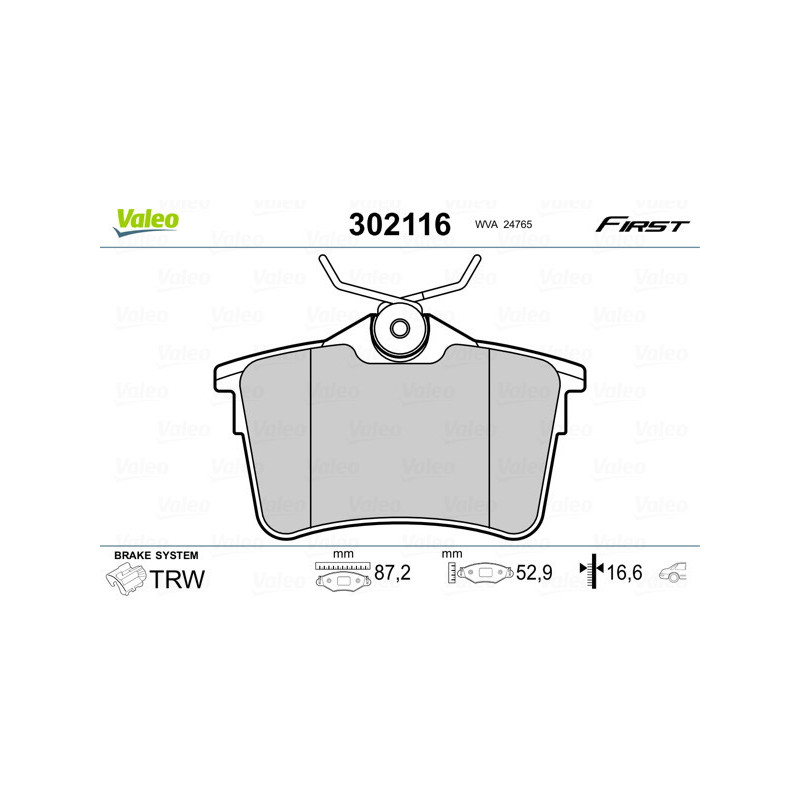 VALEO 302116 Brzdové platničky Zadné pre