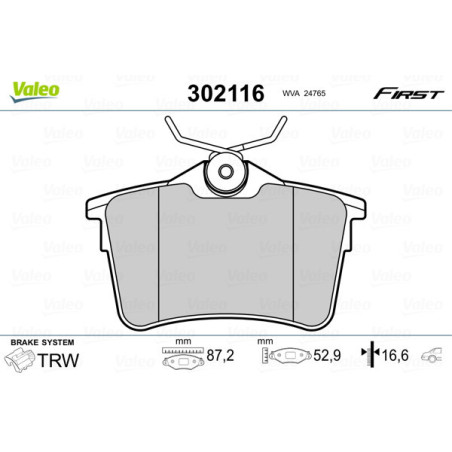 VALEO 302116 Brzdové platničky Zadné pre