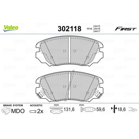 VALEO 302118 Pastiglie freno Anteriore per