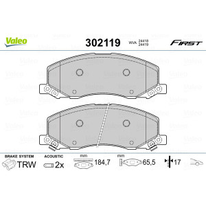 VALEO 302119 Brzdové destičky Přední pro