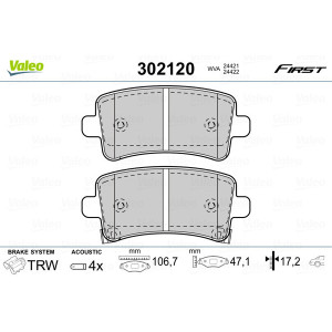 VALEO 302120 Pastillas de freno Trasero para