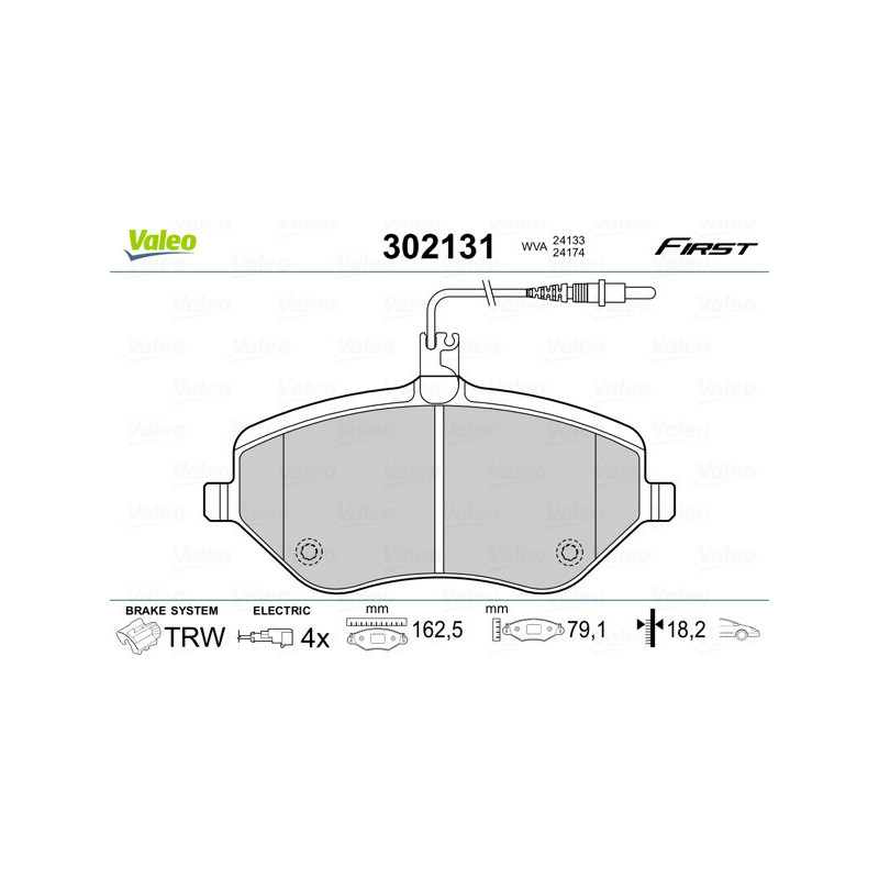 VALEO 302131 Brzdové destičky Přední pro