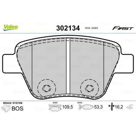 VALEO 302134 Klocki hamulcowe Tył dla