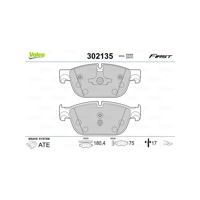 VALEO 302135 Brzdové destičky Přední pro
