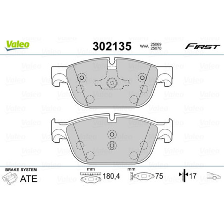 VALEO 302135 Pastiglie freno Anteriore per