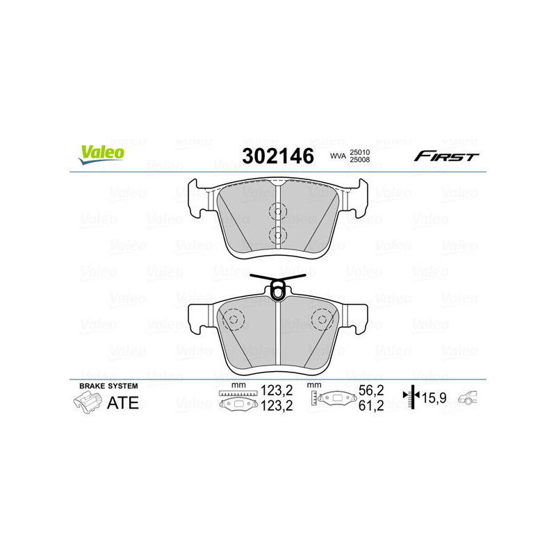VALEO 302146 Klocki hamulcowe Tył dla