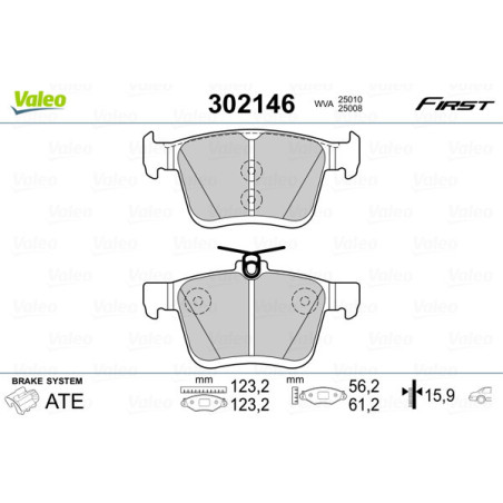 VALEO 302146 Klocki hamulcowe Tył dla