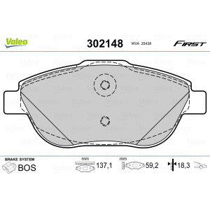 VALEO 302148 Brzdové platničky Predné pre