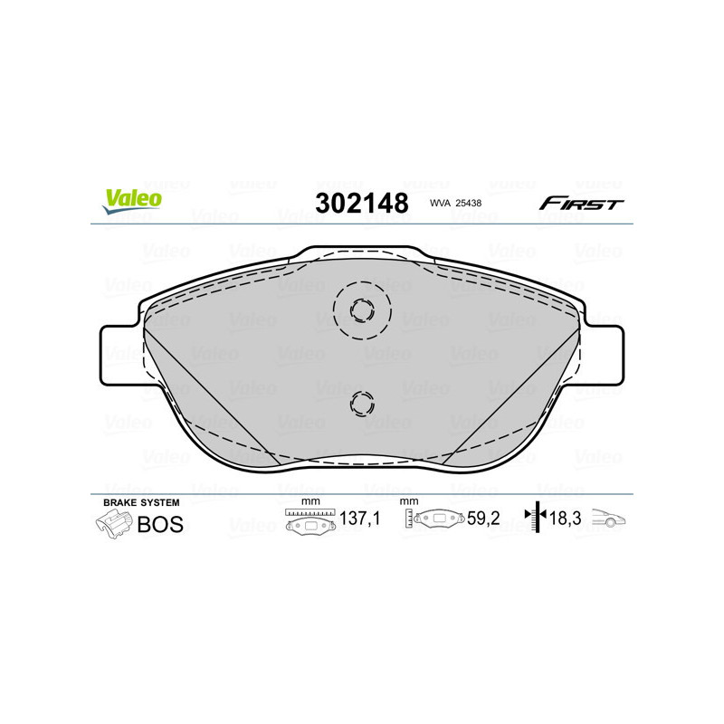VALEO 302148 Brzdové destičky Přední pro
