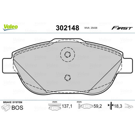 VALEO 302148 Plaquettes de frein Avant pour