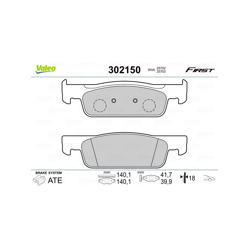 VALEO 302150 Pastiglie freno Anteriore per