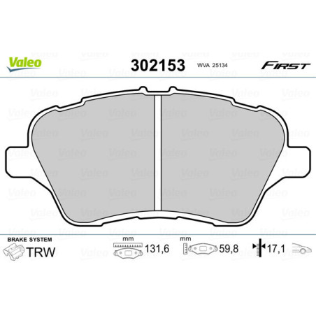 VALEO 302153 Brzdové destičky Přední pro