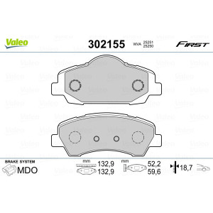 VALEO 302155 Brzdové platničky Predné pre