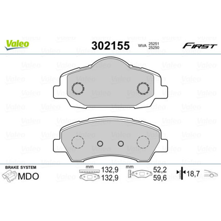 VALEO 302155 Plaquettes de frein Avant pour