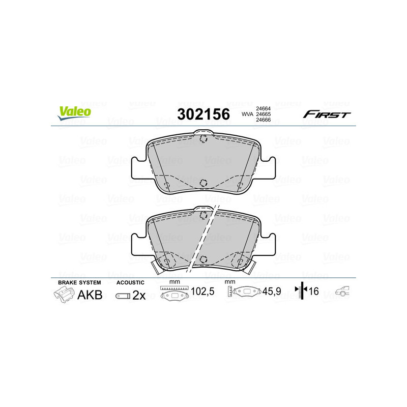 VALEO 302156 Pastiglie freno Posteriore per