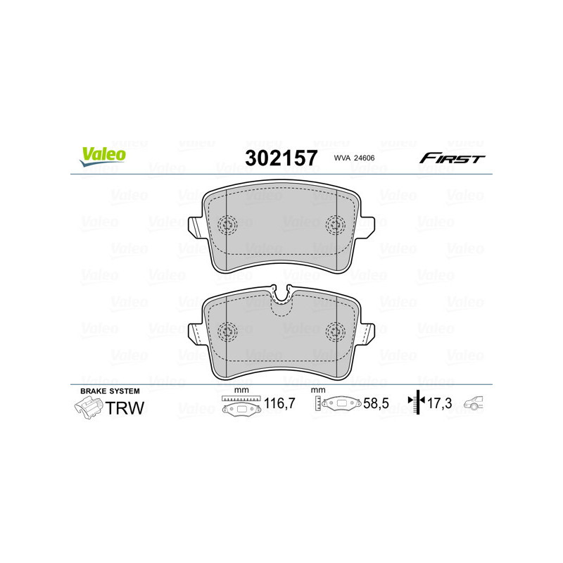 VALEO 302157 Pastillas de freno Trasero para