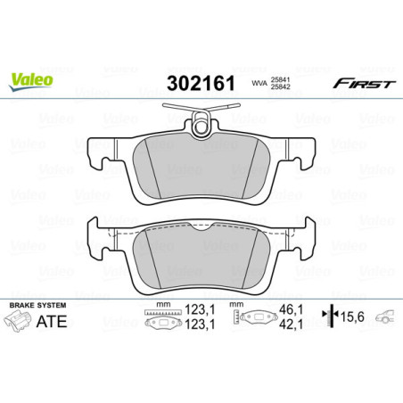 VALEO 302161 Klocki hamulcowe Tył dla
