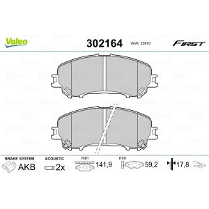VALEO 302164 Brzdové platničky Predné pre